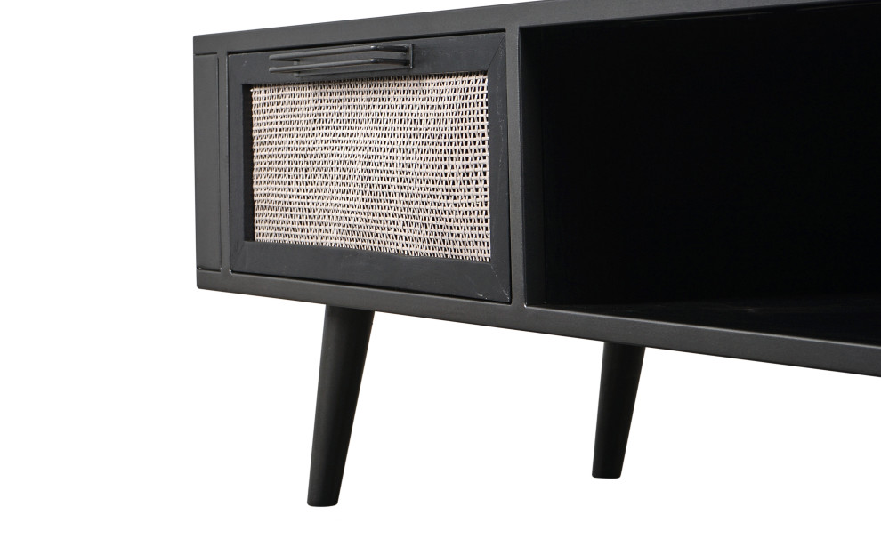 Nordic Mindi Rattan TV Dresser 2 Drawers  79 quot  Tropical   Entertainment Centers And Tv Stands   by Homesquare  Houzz