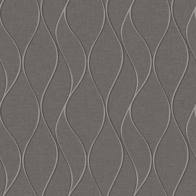 Wave Ogee Peel & Stick Wallpaper in Grey