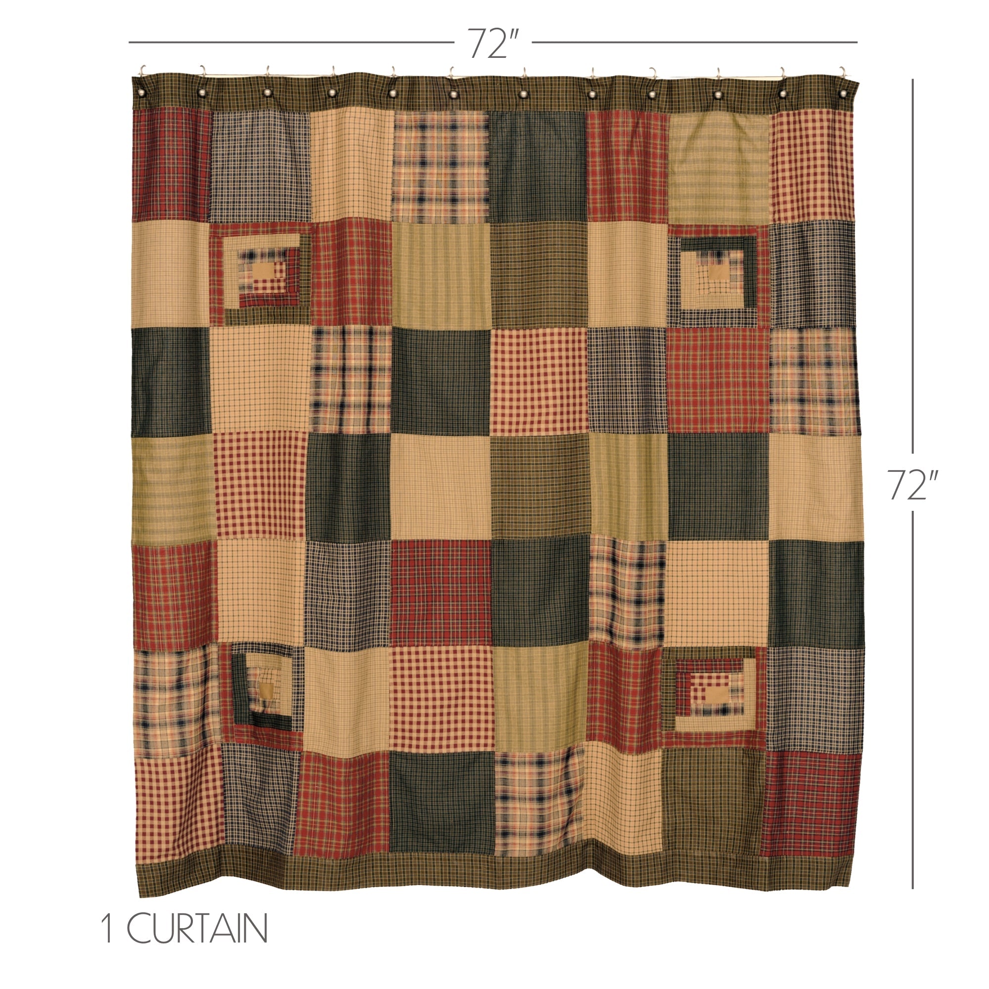 Tea Cabin Shower Curtain Patchwork 72x72