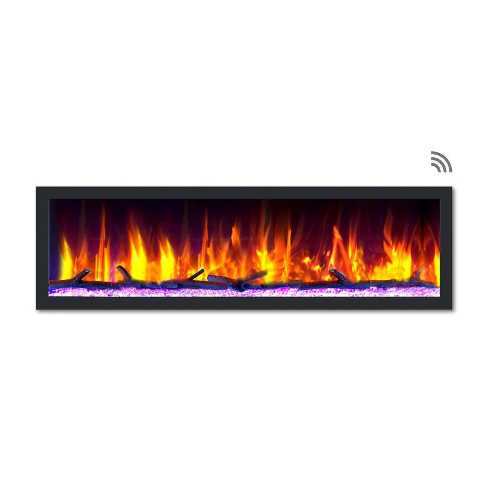 Dynasty Fireplaces 64 in. Cascade Flush-Mount LED Electric Fireplace in Black DY-BTX64