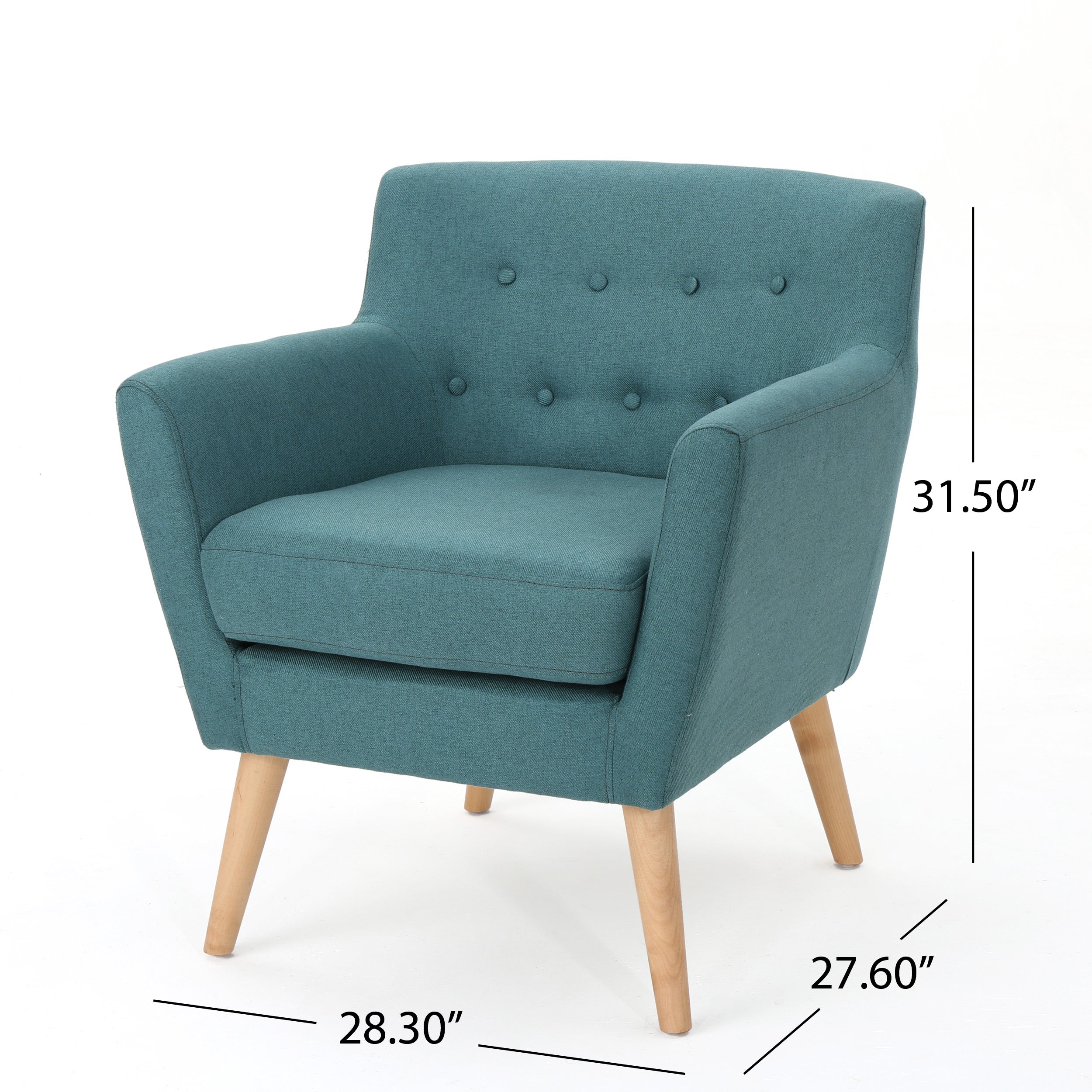 Madeira Buttoned Mid Century Modern Dark Teal Fabric Club Chair