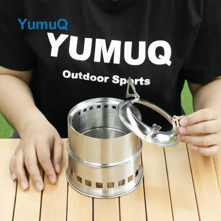 YumuQ 13.5cm Stainless Steel Mini Ultralight Portable Foldable Wood Burning Camping Stove For Outdoor Picnic Hiking