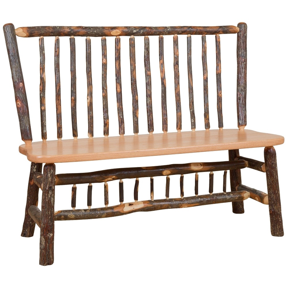 Hickory Log Stick Back Bench