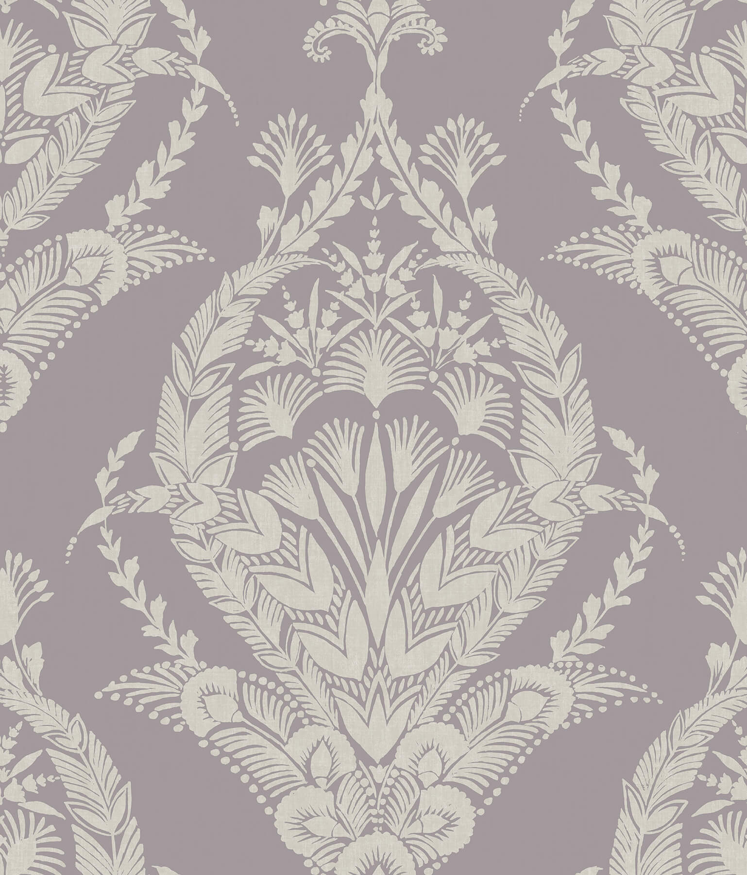 Sample Arlie Lavender Botanical Damask Wallpaper