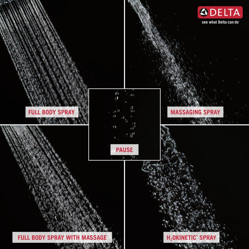 Delta 5-Spray Patterns 1.75 GPM 4.13 in. Wall Mount Handheld Shower Head with Slide Bar and H2Okinetic in Matte Black 51559-BL