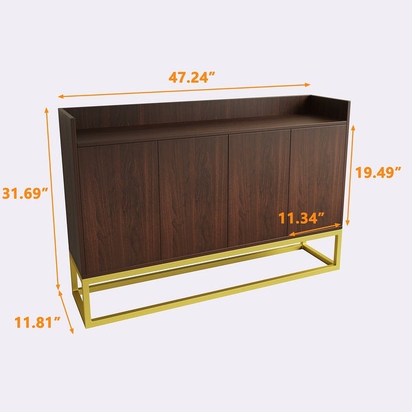 4-Door Storage Cabinet with Square Metal Legs