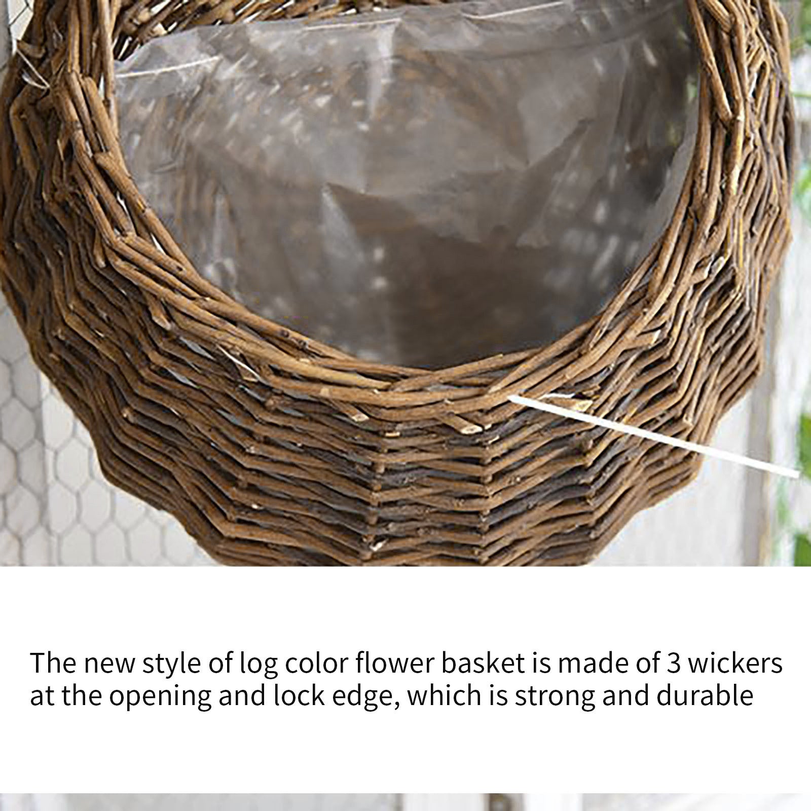 Fridja Wall Hanging Wicker Rattan Flower Basket Handmade Woven Hanging Basket Pots Hanger Garden Decoration Indoor Outdoor Watering Hanging Baskets for Home Garden Wedding Wall Decorations