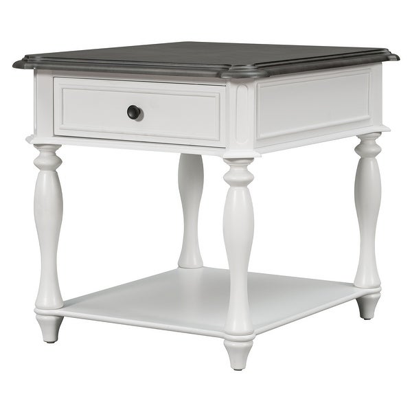 Classical Multifunctional End Table with Open Styled Shelf and Drawer