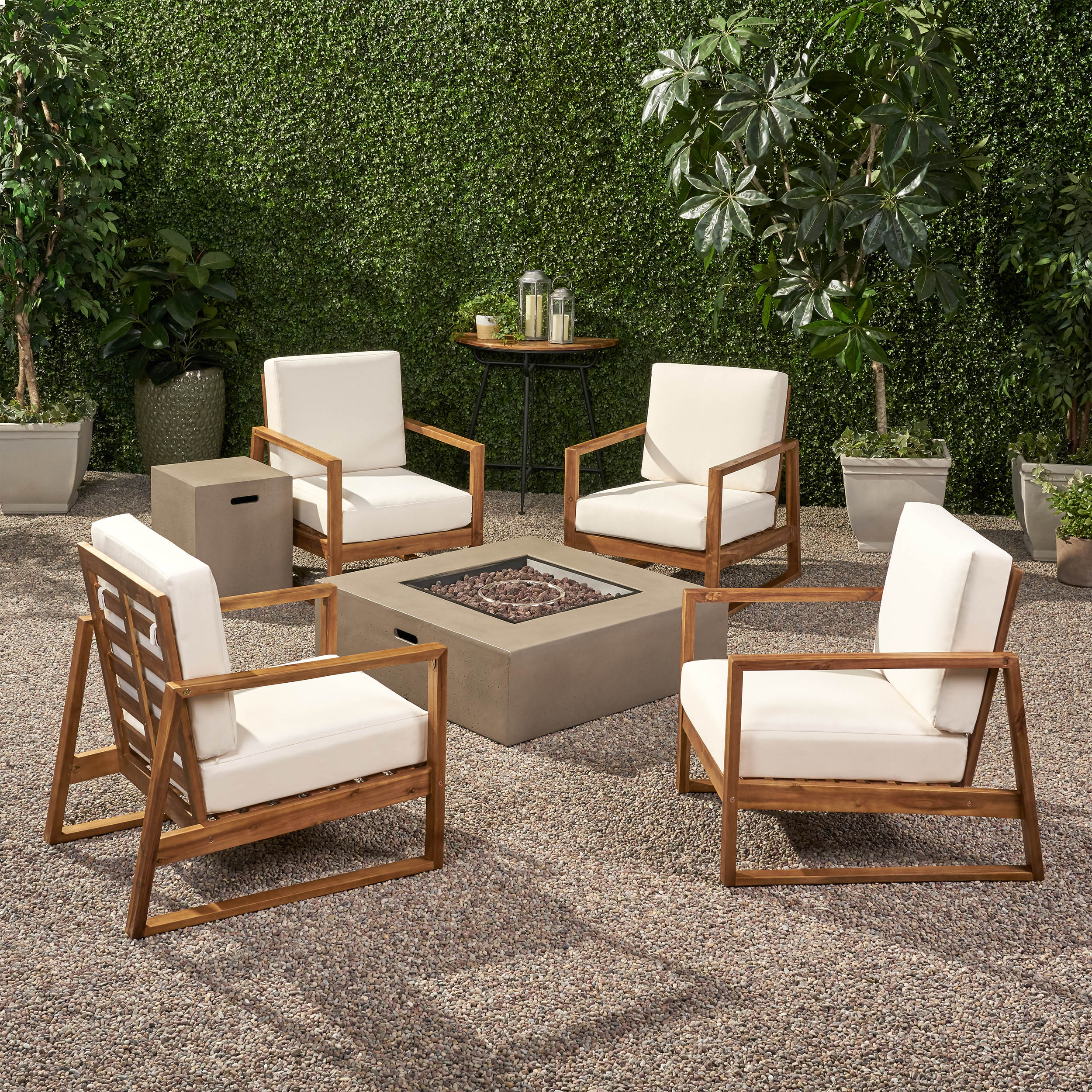 Marlee Outdoor 4 Seater Chat Set with Fire Pit