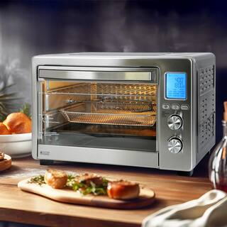 34 qt 1750W 6 Slice Black and Stainless Steel Air Fryer Toaster Oven 12 Cook Modes with LCD Digital Screen BA7RQQHD4000B78