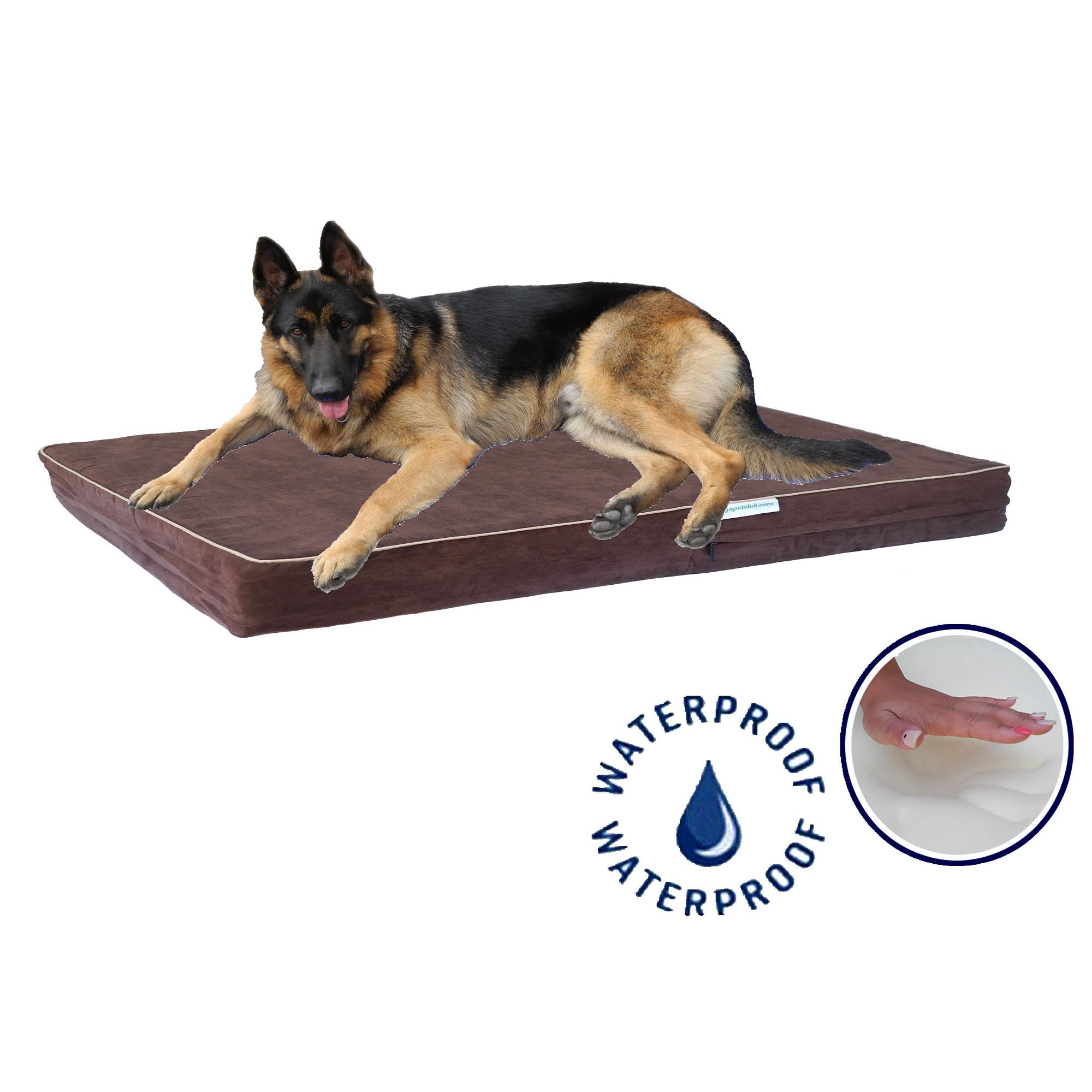 GO PET CLUB Solid Memory Foam Brown Dog Bed with Waterproof Cover， 20