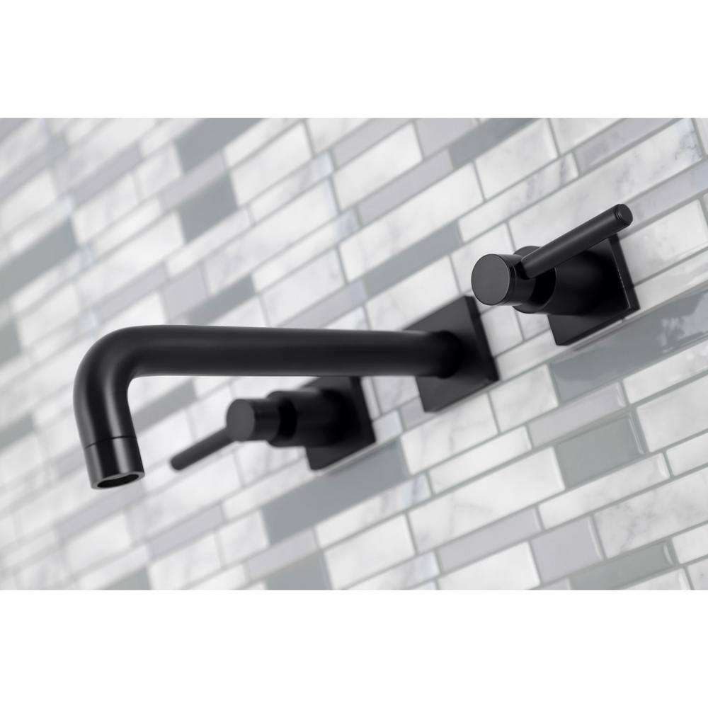 Kingston Brass Concord 2-Handle Wall-Mount Roman Tub Faucet in Matte Black (Valve Included) CHUB_OMS