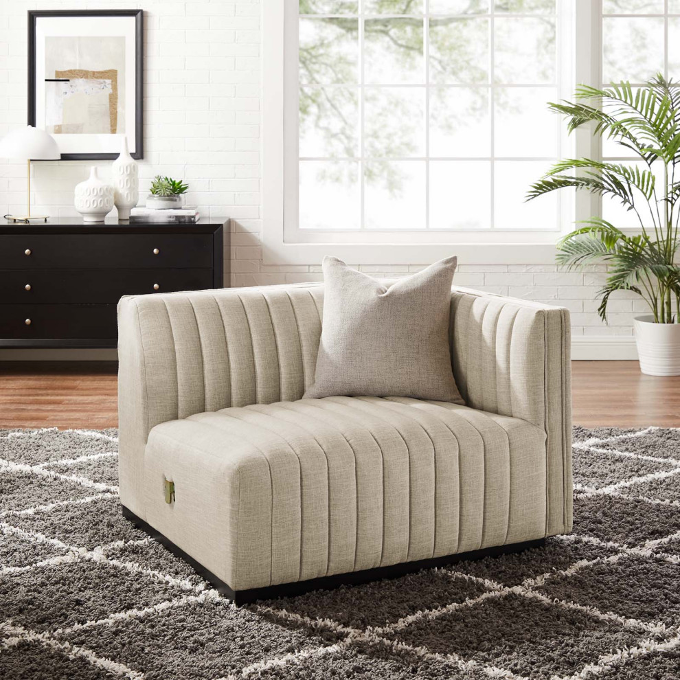 Conjure Channel Tufted Upholstered Right Arm Chair   Transitional   Armchairs And Accent Chairs   by Modway  Houzz