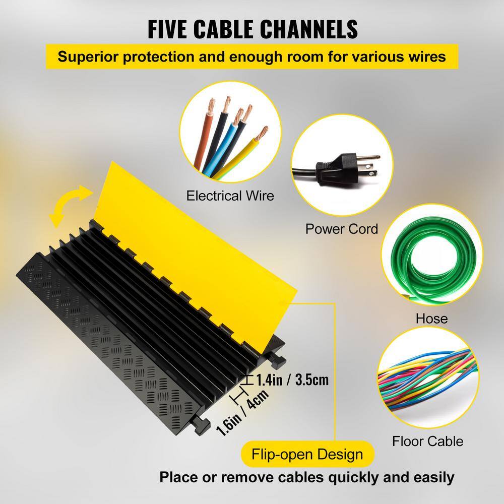 VEVOR 35 in. x 20 in. x 2 in. Clamshell Cable Organizer 5-Channel Speed Bump 88184 lbs. Load Cable Protectors Ramps 1-Pack WCGXB000000000001V0