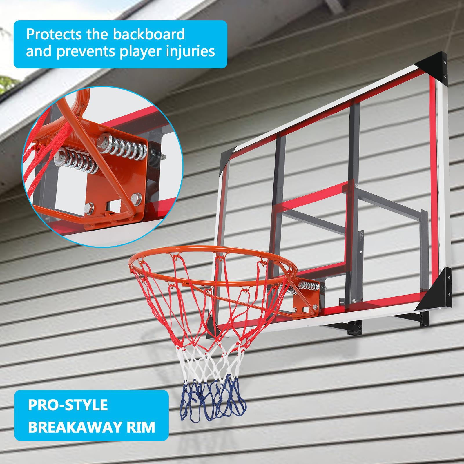 Zimtown Shatterproof Polycarbonate Wall-Mount Basketball Backboard