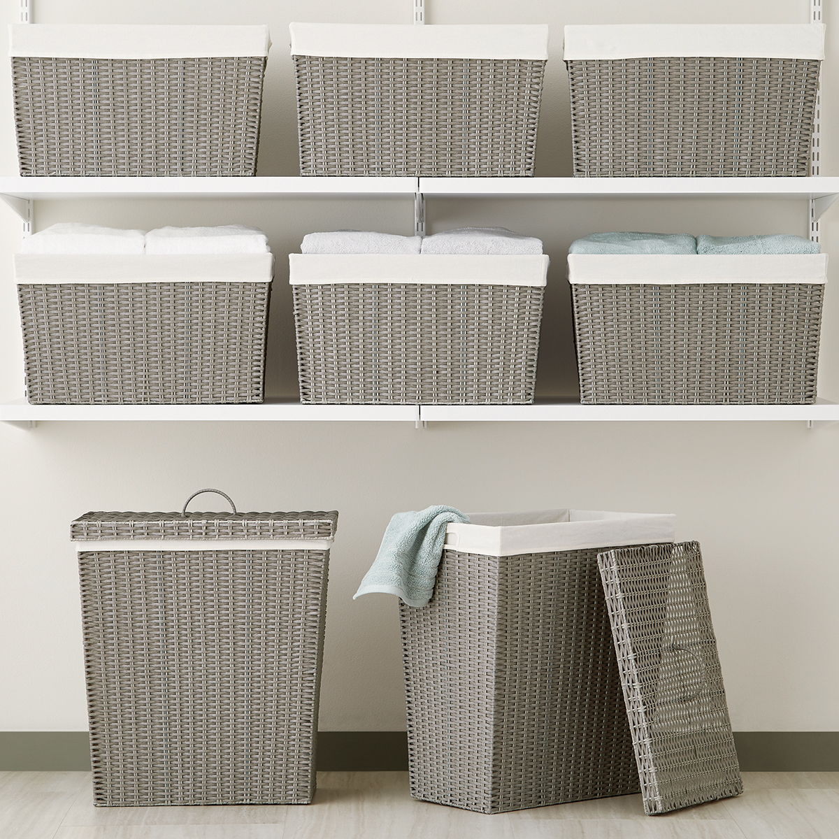 Grey Montauk Rectangular Hamper