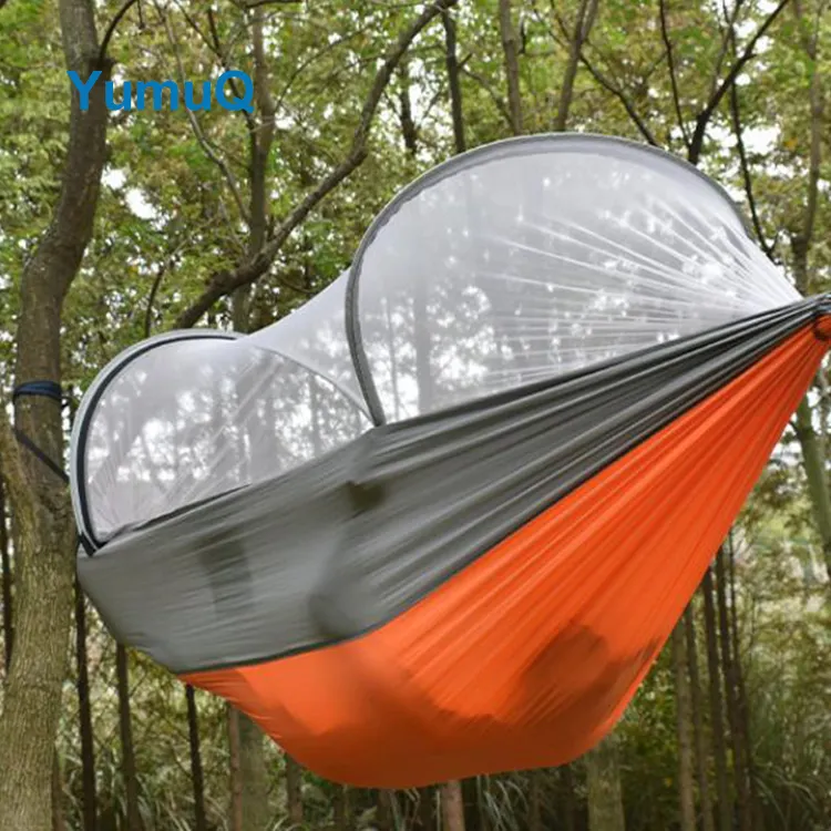 YumuQ 2 Person Outdoor Camping Double Hammock Nylon Swing Bed Tent With Mosquito Net And Rain Fly