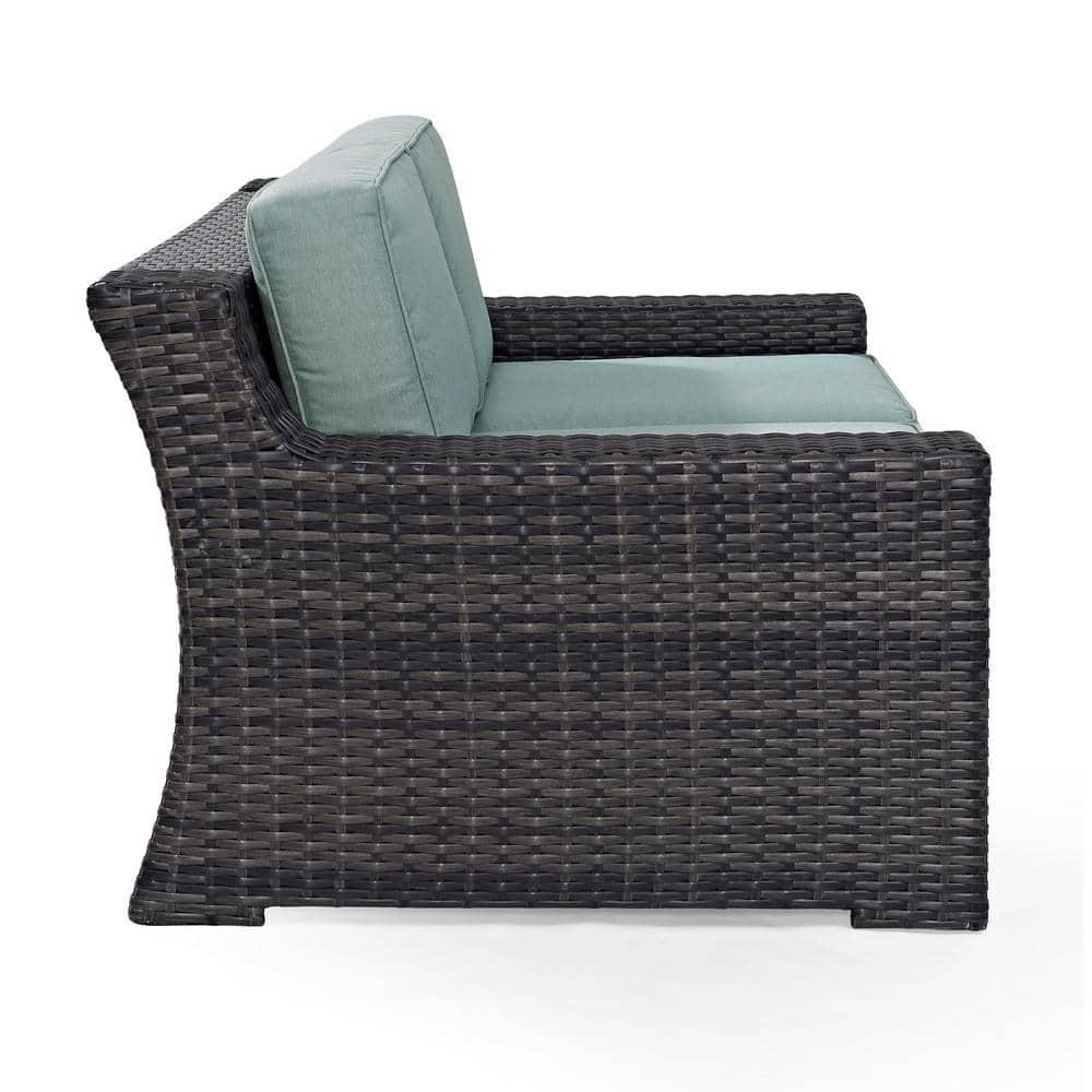 CROSLEY FURNITURE Beaufort 1Piece Wicker Outdoor Loveseat with Mist Cushions