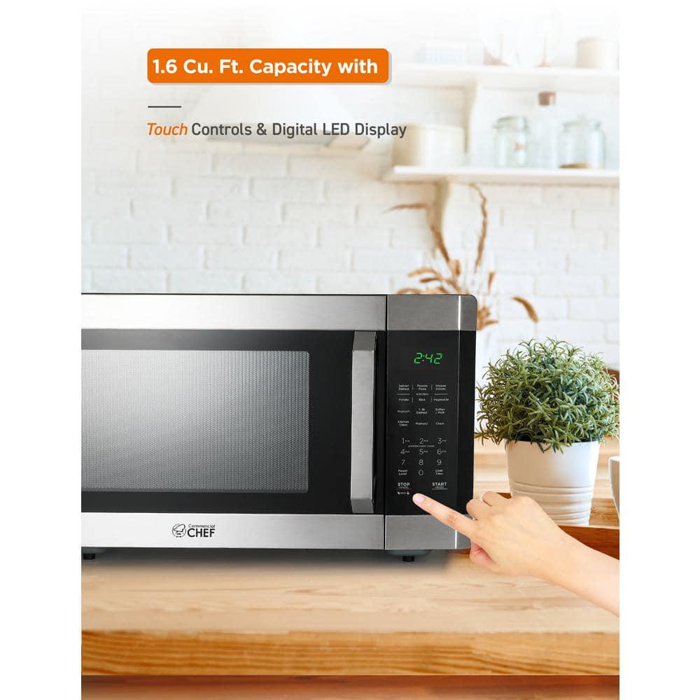 Commercial CHEF 218 in Width 16 cu ft Stainless SteelBlack 1100Watt Countertop Microwave Oven