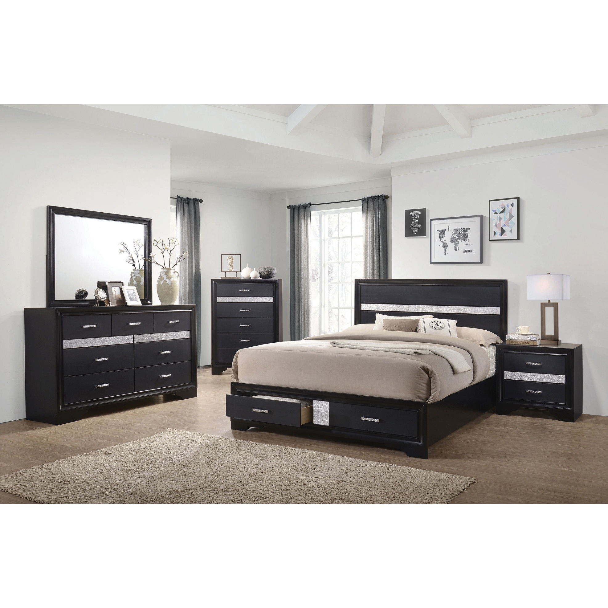 Corbin 5-piece Storage Bedroom Set with 2 Nightstands - - 35553497