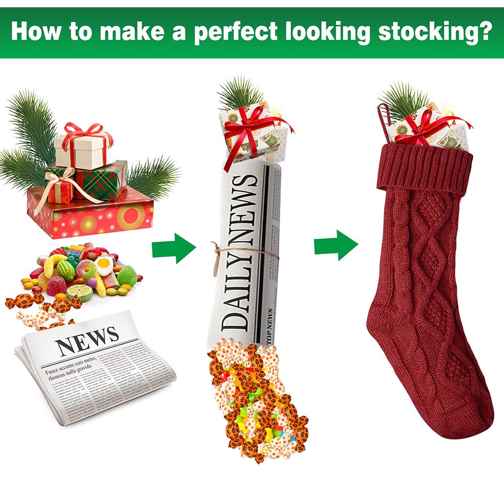 Yescom Christmas Fireplace Stockings 4 Pack Chunky Knitted Stockings Red