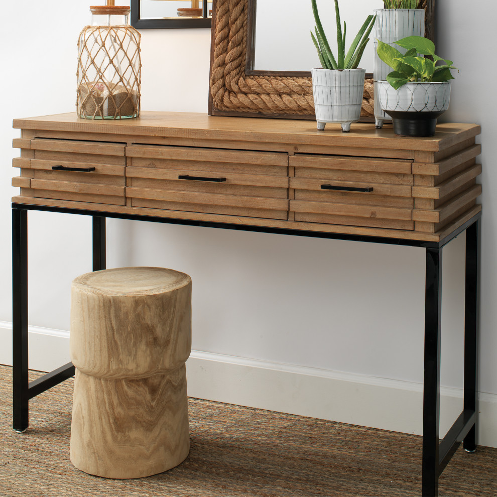 Brown Fir Wood Iron Logan Console   Industrial   Console Tables   by HedgeApple  Houzz