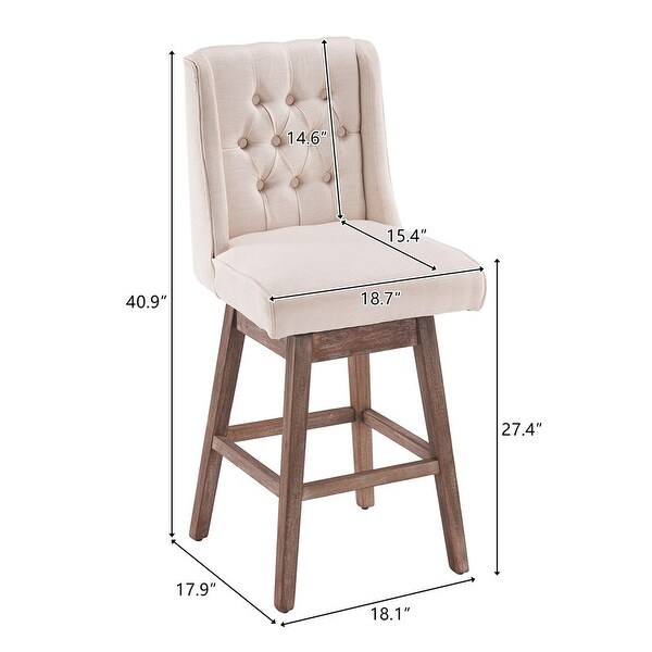 Solid Wood Legs Backrest Pull Point Trapezoidal Bar Stool - N/A