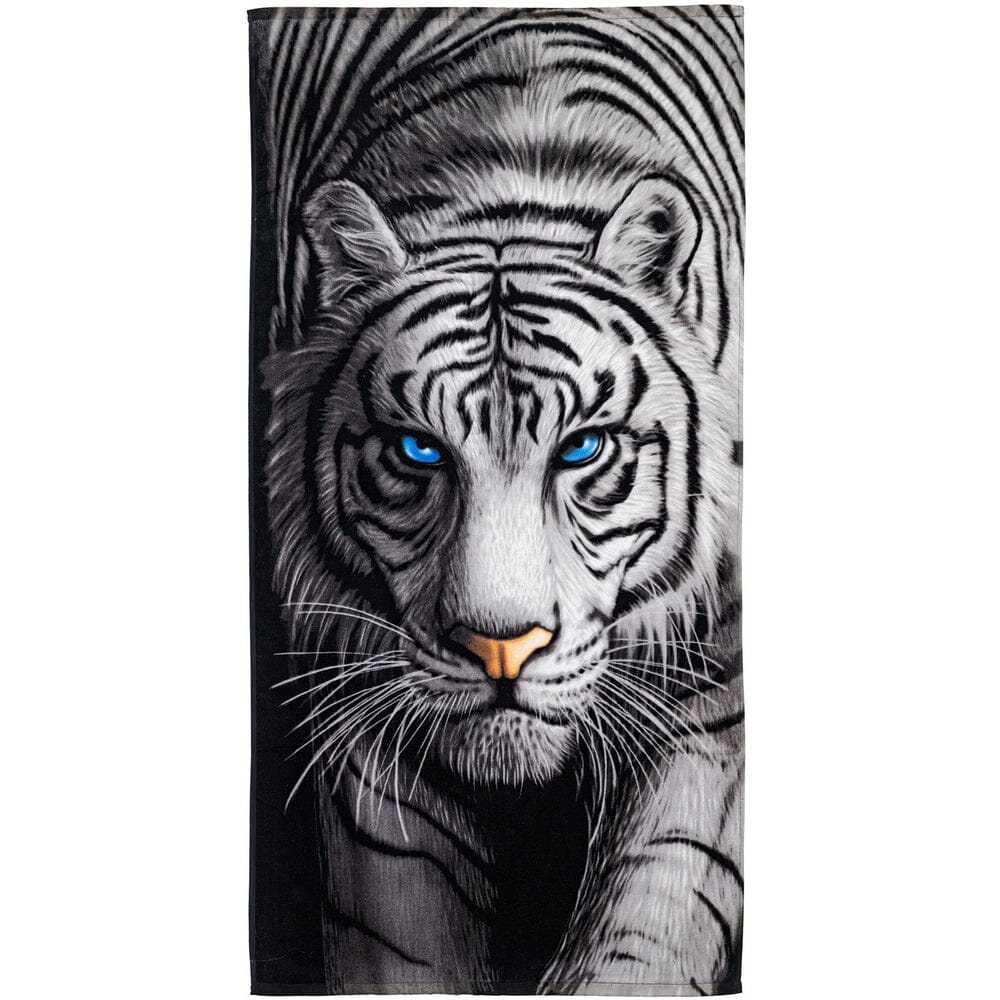 White Tiger Super Soft Cotton Plush Beach Towel