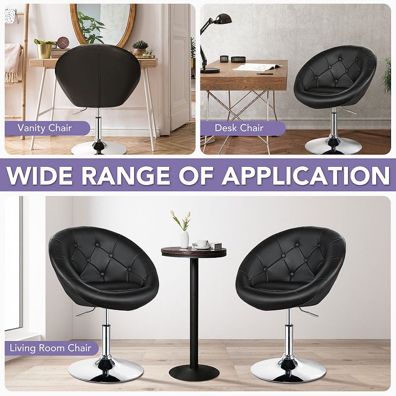 1 Piece Modern Adjustable Swivel Round PU Leather Chair