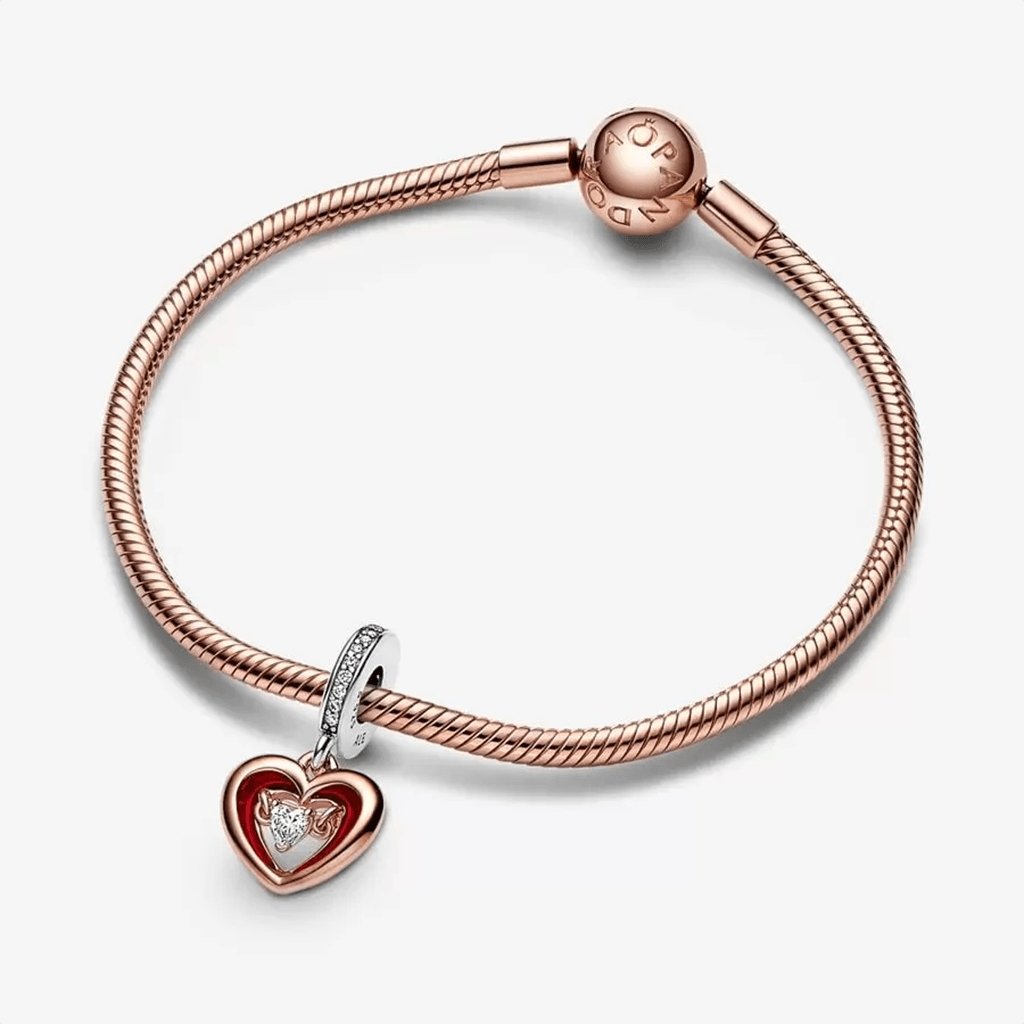 PANDORA  Two-tone Radiant Heart Dangle Charm