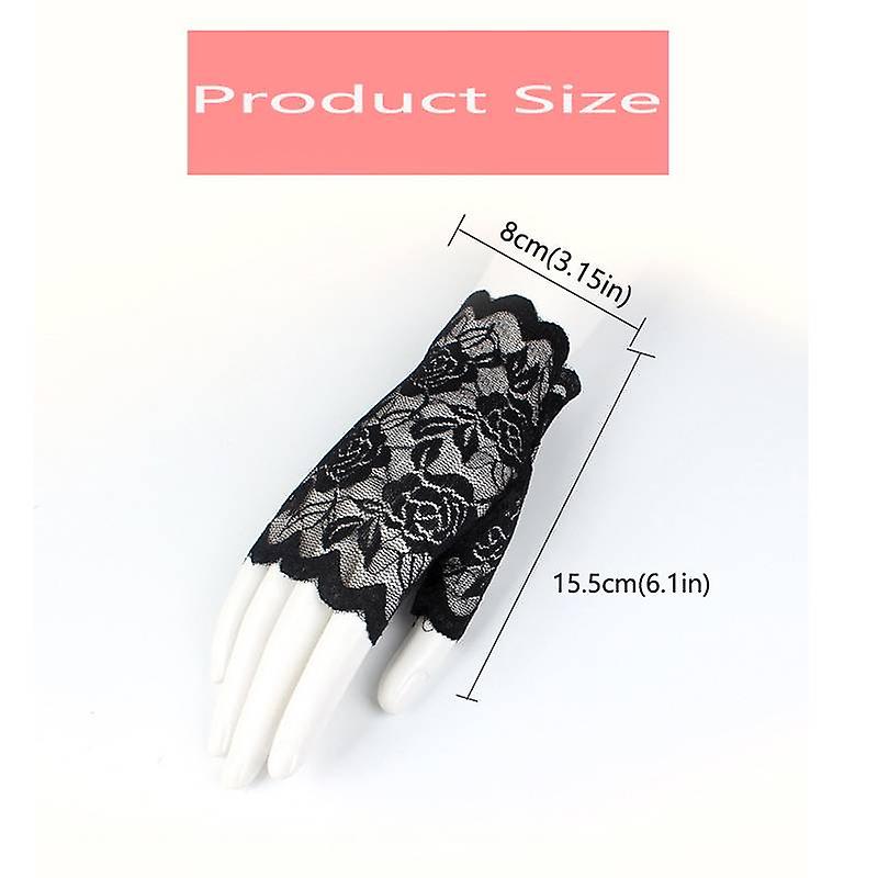 Women Lace Gloves Fingerless Short Outdoor Gloves Sunscreen Vintage Adult Girls Ladies Glove