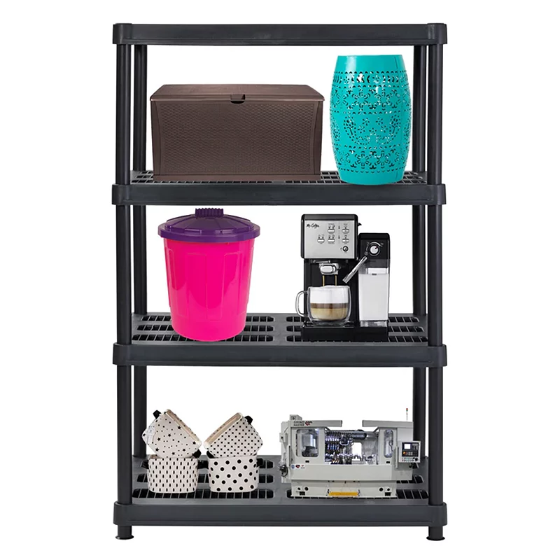 Juggernaut Storage 56 Inch 4 Shelf Plastic Utility Shelving Storage Unit， Black