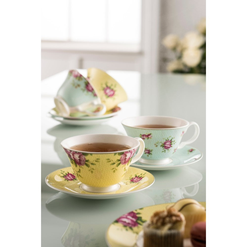 Aynsley Archive Rose Tea Cup and Saucer Set