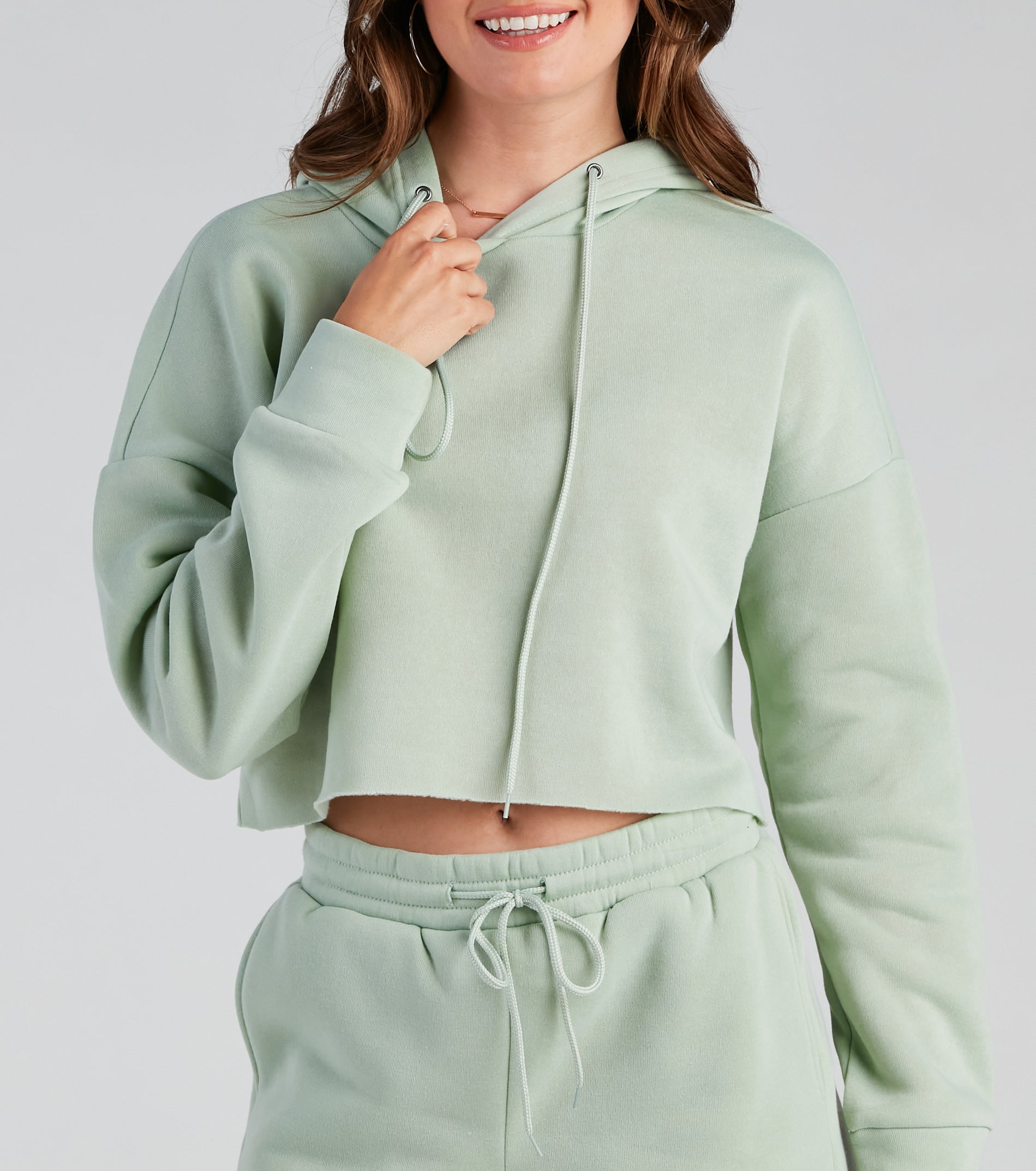 Basic Cropped Fleece Hoodie