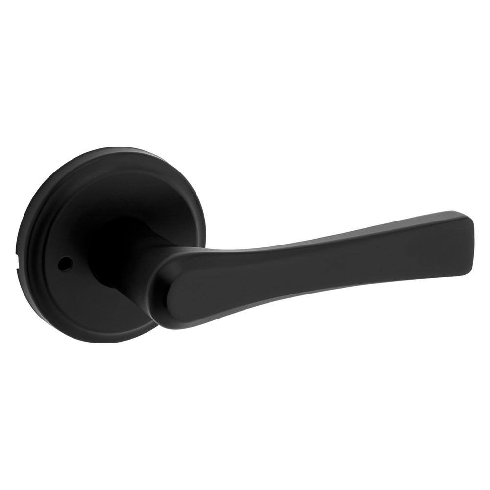 Kwikset Katella Matte Black Privacy BedBath Door Lever with Microban 730KAL5146ALRCS