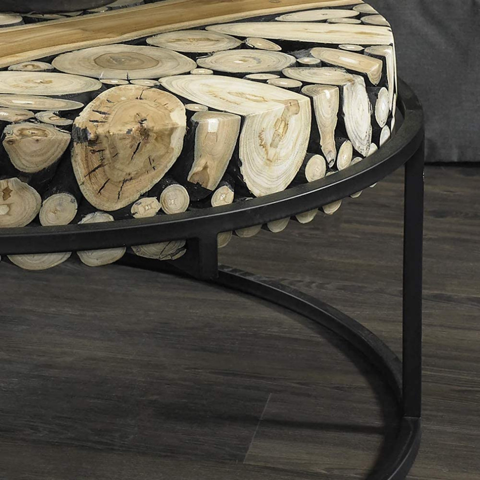 Contemporary Coffee Table  Black Frame and Natural Teak Wood Branches Top   Contemporary   Coffee Tables   by Declusia  Houzz