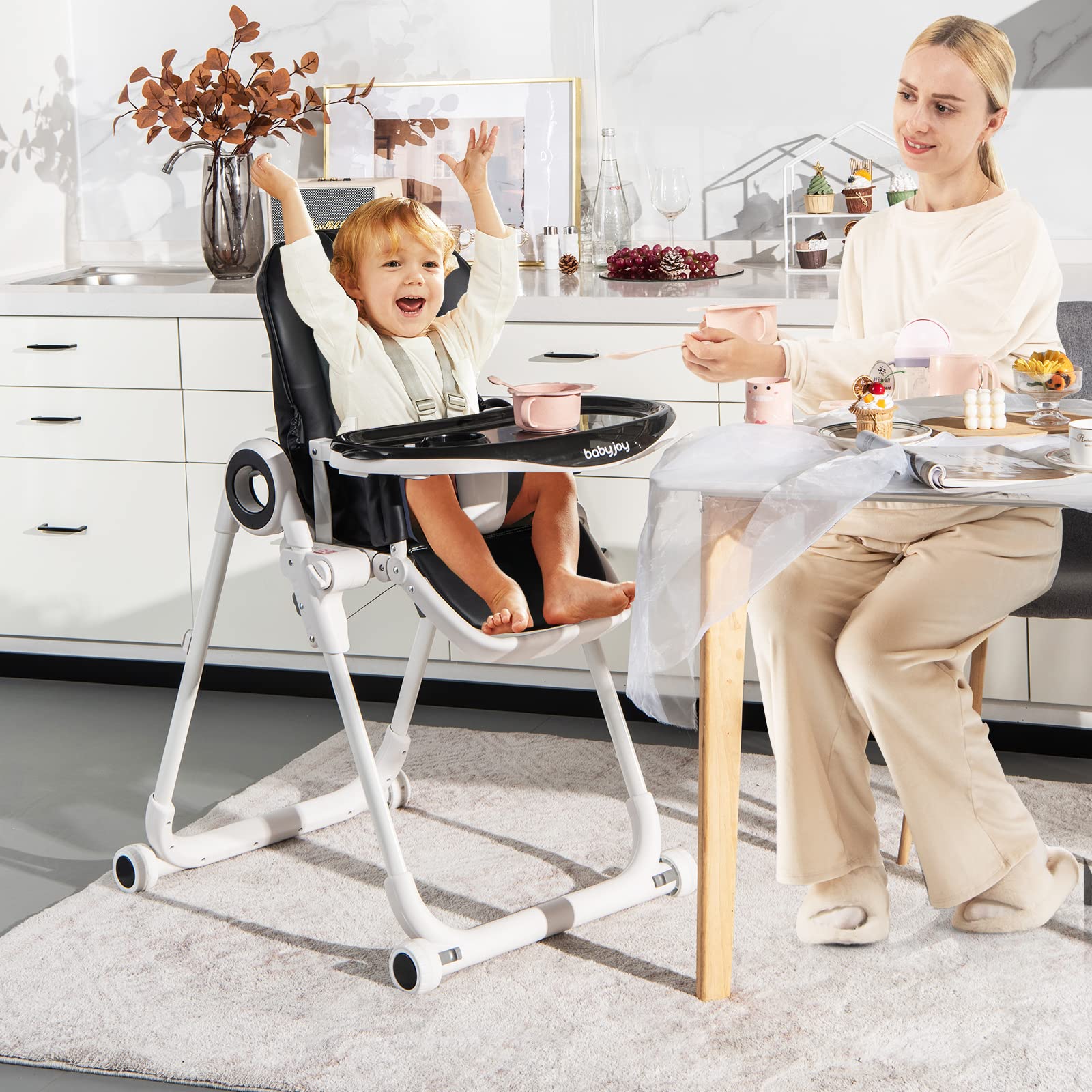 Costzon High Chair for Babies & Toddlers, Foldable Highchair