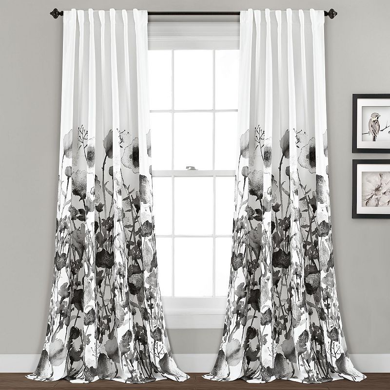 Lush Decor Zuri Floral Room Darkening Window Curtains Set