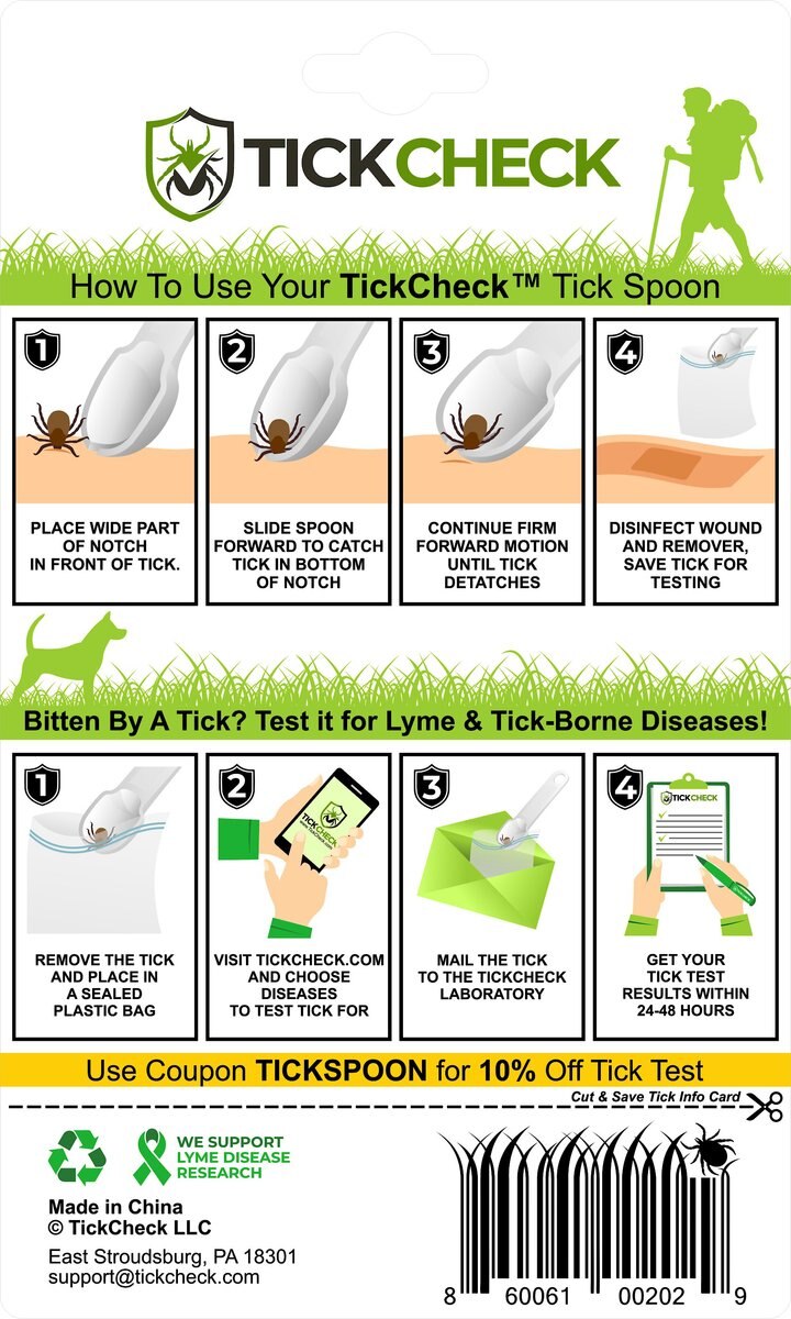 TickCheck Remover Spoon with Tick ID Card， 3-pack