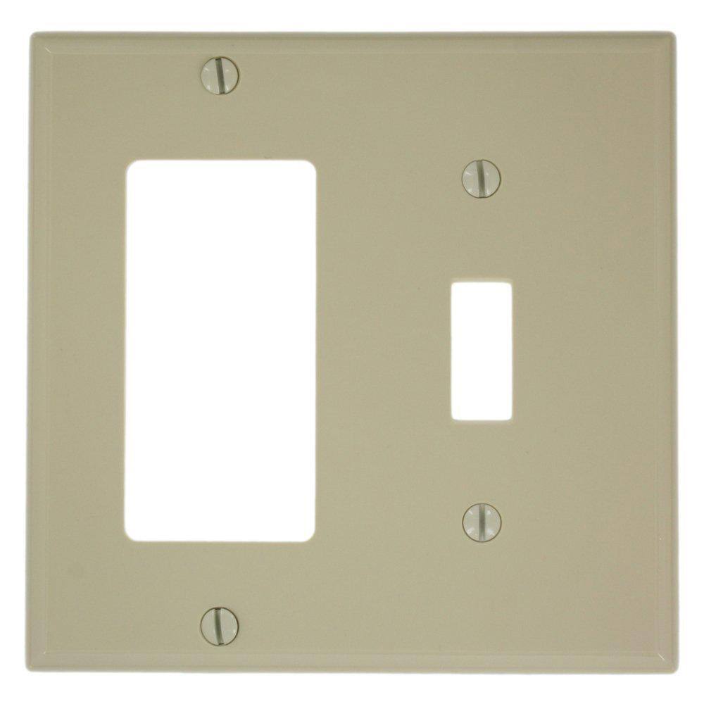 Leviton Ivory 2-Gang 1-Toggle1-DecoratorRocker Wall Plate (1-Pack) 80707-I