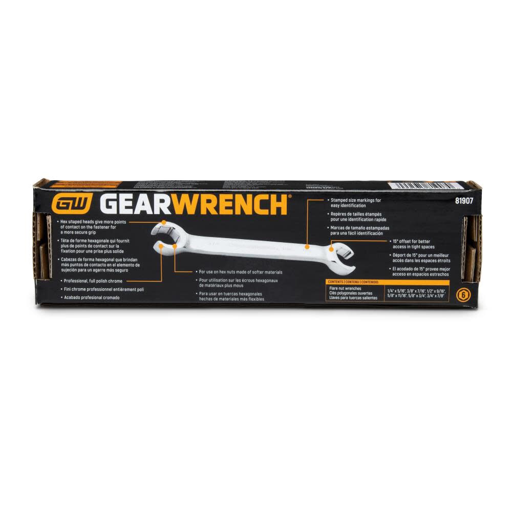 GEARWRENCH Flare Nut Wrench Set 6 Pc. SAE 81907 from GEARWRENCH