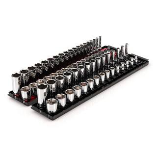 TEKTON 38 in. Drive 6-Point Socket Set with Rails (14 in.-1 in. 6 mm-24 mm) (68-Piece) SHD91220