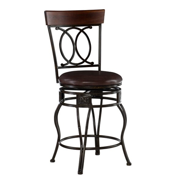 Linon Circle of Life Counter Stool with Brown PVC