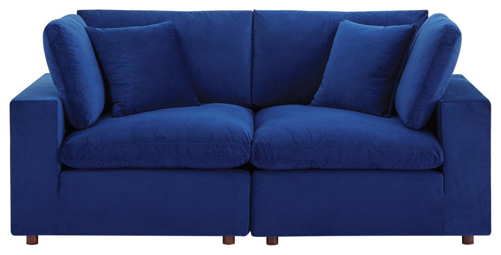 Commix Down Filled Overstuffed Performance Velvet Loveseat   Contemporary   Loveseats   by ShopFreely  Houzz