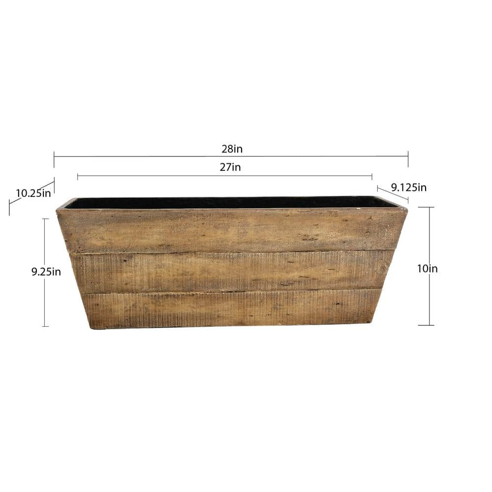 PRIVATE BRAND UNBRANDED 28 in. x 10.25 in. x 10 in. H Barnwood Composite Rectangular Floor Planters PC8838BN