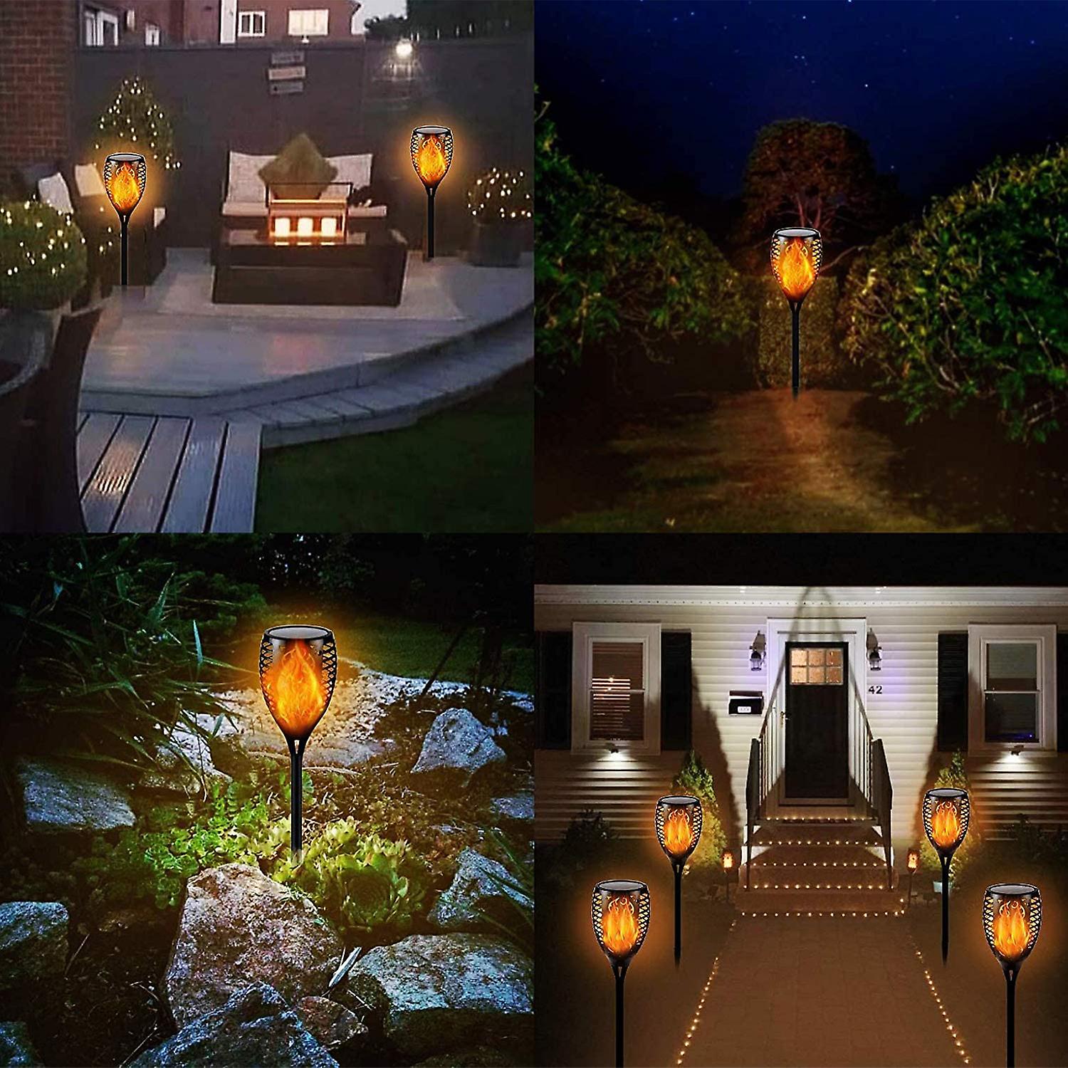 Solar Light Waterproof Flickering Flame Torch Light 96 Led Outdoor Lighting Solar Powered Pathway Lights Landscape Decoration Lighting Auto On/off No.