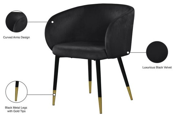 Contemporary Dining Chair  Soft Velvet Fabric Seat With Round Backrest   Midcentury   Dining Chairs   by Decor Love  Houzz