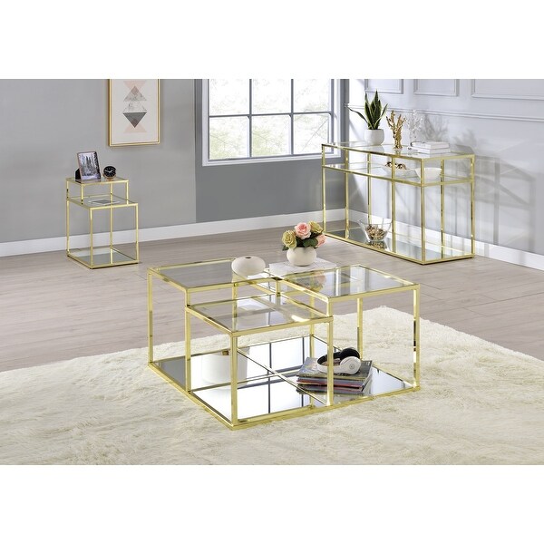 ACME Uchenna Rectangular End Table in Clear and Gold