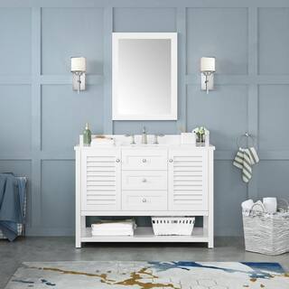 Home Decorators Collection Grace 48 in. W x 22 in. D x 34.5 in. H Single Sink Bath Vanity in White with White Cultured Marble Top Grace 48W