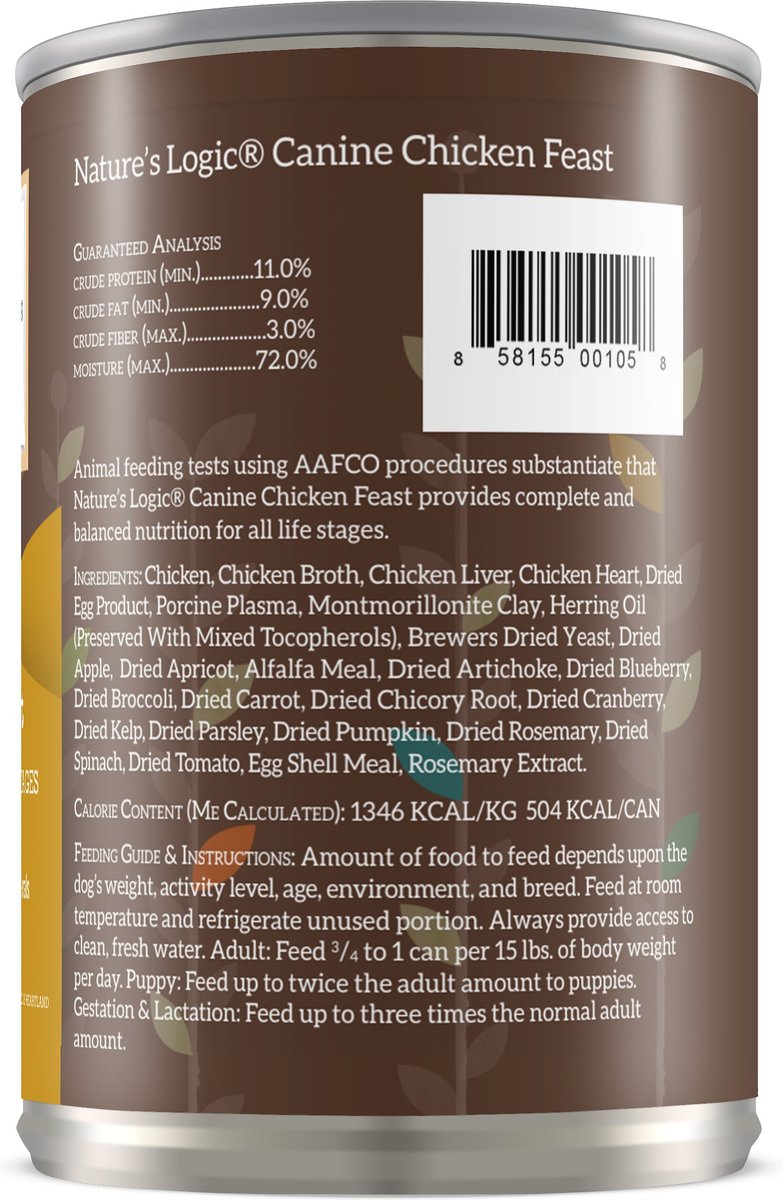 Nature's Logic Canine Chicken Feast All Life Stages Grain-Free Canned Dog Food